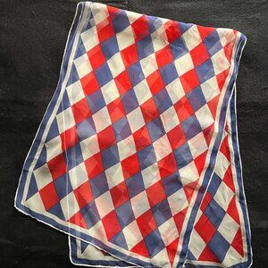 Burmel Sheer Red/White/Blue Rectangular Scarf 42” x 15”